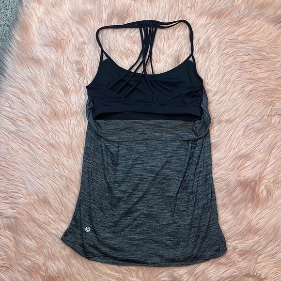 Lululemon Lighten Up Heather Black Tank with Built In Sports Bra Size 4 - Picture 2 of 5